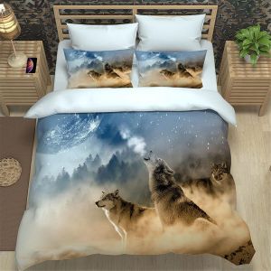 Couette D Imprim&iquest;&iquest;E Avec Luxe Housse De Couette Avec Taies Loup Taille (X Cm) Ensemble Pi&iquest;&iquest;Ces Housse De Couette + Taies D'oreiller Assorti - Neuf