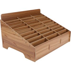 1 boîte de rangement pour téléphone portable en bois - Porte-cartes de visite - Serrure en bois - Porte-télécommande - Boîte de rangement de bureau - Boîte de téléphone multi-grille - Neuf