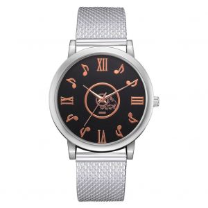 Ingénieuse Femmes Note De Musique Note Affichage Analogique Mouvement Quartz Montres Montre-Bracelet (Argent) - Neuf