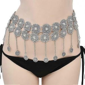 Cha&icirc;ne De Nombril Tendance Avec Double Pompon Et Cha&icirc;ne De Corps En Argent - Neuf