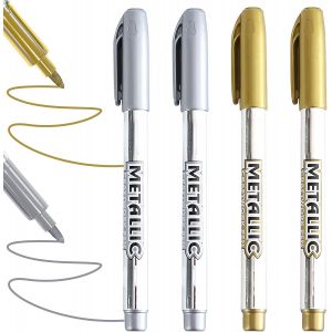 Loc-4 Stylo Doré Feutre Paillette, Marqueurs Métalliques Or Et Argent, Feutre Acrylique Metallique Permanents Brillants Pour Scrapbooking Album Diy, Décoration De Cartes Calligraphie Et Artisana - Neuf