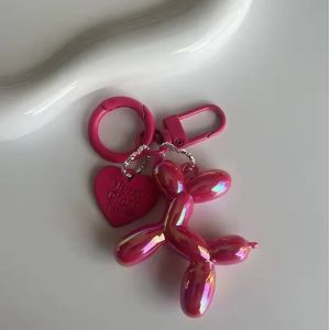 Fashion Keychain Punk Y2k Balloon Dog Keychains For Women Bag Pendant Jewelry Trinket Girl's Car Key Ring Key Chain Accessories-Red With Ring- - Neuf