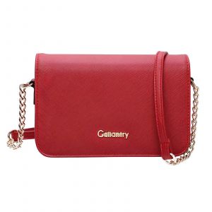 Sac Bandouli&egrave;re pour Femme Lisa Effet Grain&eacute; avec Rabat &agrave; Fermeture Magn&eacute;tique Gallantry Rouge - Neuf