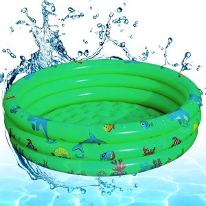 KAL-Piscine Gonflable Ronde, Piscine Pataugeoire, Baignoire Gonflable, Pataugeoire Gonflable Bebe (&Oslash; 90 Vert) - Neuf