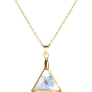Kgabery-Collier De Fleurs Pressées Forget Me Not,Collier De Fleurs De Mois De Naissance,Bijoux De Collier Fait Main Pour Femmes Et Filles - Neuf