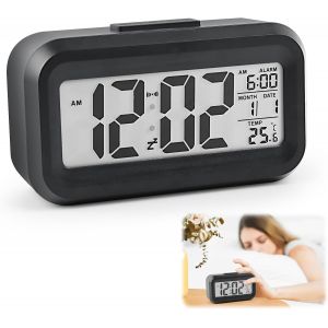 KAL-Réveil Digital, Lcd Réveil Digital À Piles Grand Ecran Avec Température Date Snooze Réveil De Voyage Reveil Lumineux Horloge Numérique Pile Portable Pour Chambre Bureau De La Famille - Neuf