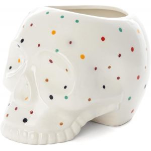 ERYI-- Pot De Fleurs Original Avec Motif Pot De Fleurs Et De Plante Décoratif. Jardinière Décorative D'Intérieur. Pot En Céramique Pour Fleurs Et Succulentes. (Pois, Tête De Mort) - Neuf