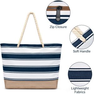 TZF-Sac de plage avec fermeture éclair - Grand sac de shopping étanche - Sac de voyage pour femme - Sac à main - Cadeau pour femme - Neuf