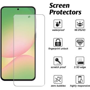 CAUC-Coque pour Samsung Galaxy A56 5G avec 1 Pièce Protection Écran en Verre Trempé, Housse PU Cuir à Rabat Flip, Étui Support et Portefeuille Fonction (Or Rose) - Neuf