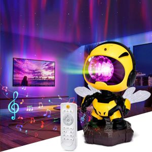 Veilleuse Projecteur D'étoiles En Forme D'abeille Avec Télécommande Angle De Projection Réglable 2 Modes De Synchronisation Pour Maison/Chambre/Salle De Jeux/Décoration Des Anniversaires/Noël - Neuf