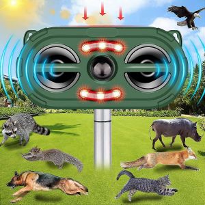 R&eacute;pulsif ultrasonique pour animaux, r&eacute;pulsif solaire pour chats et chiens d'ext&eacute;rieur avec d&eacute;tecteur de mouvement, &eacute;tanche, r&eacute;pulsif pour oiseaux et &eacute;cureuils. - Neuf
