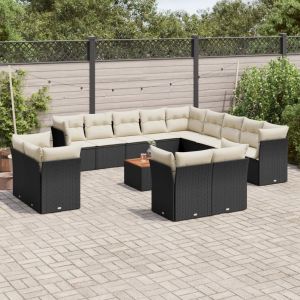 Prolenta Premium - Salon De Jardin Avec Coussins 14 Pcs Noir R&eacute;sine Tress&eacute;e - Neuf