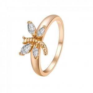 Belle Femmes Lady Fille Bague Libellule Forme Cuivre Bijoux Zircon D&eacute;coration (#7) - Neuf