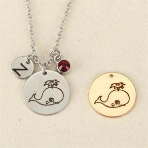 Collier Animal Dauphin En Acier Inoxydable Avec Lettre Et Strass (Or) - Neuf