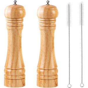 Moulin &Agrave; Sel Et &Agrave; Poivre, Ensemble De Moulins &Agrave; Poivre En Bois, Kit De Moulins &Agrave; Sel Et &Agrave; Poivre Manuels Solides Avec Moulins En C&eacute;ramique Robustes Et R&eacute;glables, 2 Pi&egrave;ces, 8 Pouces - Neuf