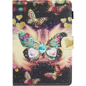 Portefeuille Housse en Cuir PU Compatible avec Tablette 10 Pouces Universel avec Papillons de Coeur R&iquest;&iquest;tro Motif Flip Coque a Rabat Magn&iquest;&iquest;tique Porte Carte de Cr&iquest;&iquest;dit Support Antichoc Etui Cases - Neuf