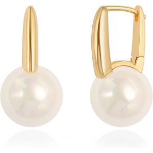 Chenquansarl-Boucles D'oreilles En Perle Blanche D&eacute;licates Boucles D'oreilles En Cercle L&eacute;g&egrave;res Bijoux Faits &Agrave; La Main Minimalistes Pour Femmes Filles - Neuf
