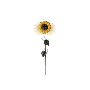Piquet de jardin en m&eacute;tal en forme de tournesol avec t&ecirc;te oscillante, pour d&eacute;coration ext&eacute;rieure, hauteur 54 cm, diam&egrave;tre 13 cm - Neuf