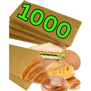MEVRONISSHOP-1000 Lot Sac Papier Kraft - Sachet Kraft Alimentaire, Sandwich - Emballage Alimentaire Boulangerie, Patisserie, Bonbon, Caf&eacute; - Sachet Papier Kraft 10 x 5,5 x 25 cm - Neuf
