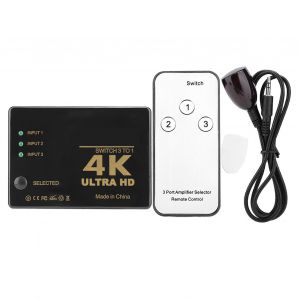 Mini commutateur HDMI 1.4 4K*2K 3 entrees 1 sortie, selecteur et telecommande - Neuf
