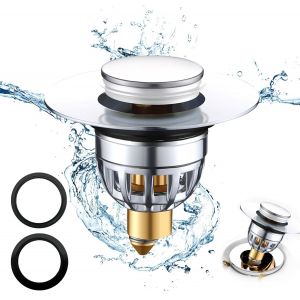 YEMAESRE-Bouchon De Lavabo Inox, Pop Up Bouchon De Vidage Universel, Bouchon De Vidange Amélioré, Flitre De Vidange Anti-Bloqué,Pull Type Bonde Evier,Pour Baignoire, Cuisine, Lavabo(Orifice De Vidang - Neuf