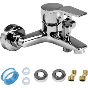 Mitigeur de DoucheRobinet Chaud et FroidUniverselFiletage G1/2BaignoireMonocommandeMuralSalle de BainCuisineArgent - Neuf