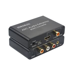 Convertisseur Dac 192 Khz, Extracteur Audio Hdmi Arc, Hdmi/Digital Spdif Optique Toslink Coaxial Vers Analogique Rca 3,5 Mm Jack L/R Coaxial Spdif Adaptateur Audio Pour Hdtv, Amplificateur[Z1939] - Neuf