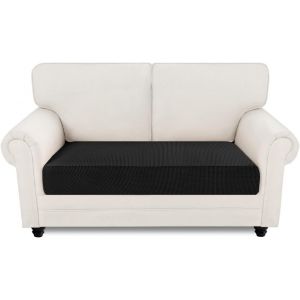 CAUC-Housse de coussin extensible pour canap&eacute; d'angle antid&eacute;rapante u2013 Protection contre les animaux domestiques et les enfants u2013 Housse de canap&eacute; avec base &eacute;lastique (noir, 2 places) - Neuf