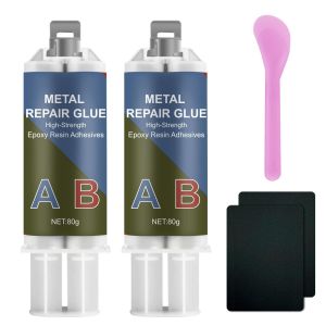 Colle métallique 160 g 2 composants Colle époxy extra forte pour le collage du métal,de l'acier inoxydable,du bois,de la céramique Colle à souder pour la réparation,la fonte - Neuf
