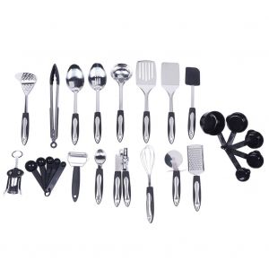 Hjlian Kit D'ustensiles De Cuisine Menagers, Grattoir, Ouvre-Boite, Spatule De Cuisine, Cuillere, Outils De Cuisine, 25 Pieces/Ensemble - Neuf