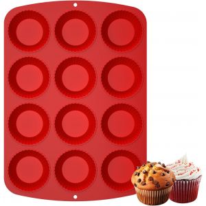 Moule &Agrave; Muffins En Silicone Pour 12 Muffins-31 X 22 Cm-Sans Bpa-Rev&ecirc;tement Anti-Adh&eacute;sif-Pour G&acirc;teaux,Cr&egrave;me Et Pudding - Neuf