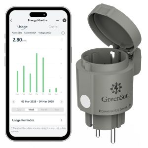 Prise Connect&eacute;e Ext&eacute;rieure - 16A Type E Prise WiFi Programmable Commande Vocale Compatible avec Alexa et Google Home, Compteur d'&Eacute;nergie, Contr&ocirc;le APP Smart Life 2,4GHz IP44 - Neuf