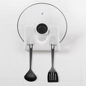 Hjlian Support Mural Pour Couvercles De Casseroles, Planches A Decouper Et A Decouper Avec Crochets, Organisateur De Cuisine (Blanc) - Neuf