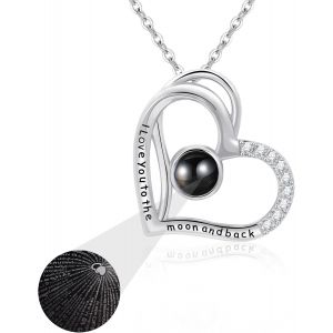 Kal-Collier Femme Argent Sterling 925 Je T'aime Double Coeur Pendentif Colliers Bijoux Idee Cadeau Original Fete Des Meres Anniversaire Saint Valentin Noel - Neuf