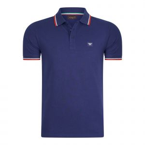 Cappuccino Italia Polo Applique Pique Bleu - Neuf