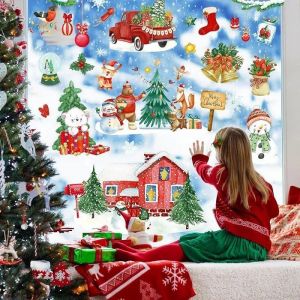 Lot de 241 stickers de fen&ecirc;tre aquarelle r&eacute;utilisables pour d&eacute;coration de No&euml;l - 9 mod&egrave;les Multicolore STICKERS DE NOEL - Neuf