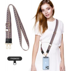 Kal-Universal Phone Lanyard, Chaîne De Téléphone Portable Tressée Sangle À Bandoulière Antivol Détachable Femmes Lanières De Téléphone Portable Autour Du Cou Avec Patchs Pour Iphone, Violet - Neuf