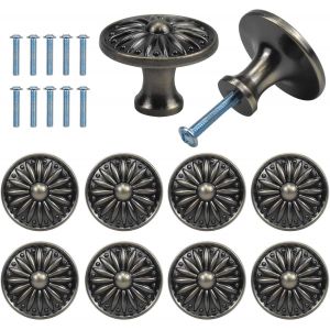 Bronze 10PCS Vintage Tiroir Poignée de Porte, 35MM Meubles Bouton, Rond, Boutons de Tiroir, Laiton, Boutons de Porte, Poignées de Meubles pour Armoire l'Armoire de la Cuisine, la Chambre des Enfants - Neuf