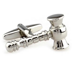 Ensemble De Boutons De Manchette En Forme De Marteau De Juge Pour Juges Et Avocats, Avec Chiffon De Polissage Noir - Finition Argent¿¿E ¿¿L¿¿Gante - Neuf