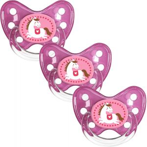 Set De 3 T&eacute;tines Orthodontiques En Silicone-Taille 3,D&egrave;s 14 Mois-La Sucette Pour B&eacute;b&eacute; &Eacute;vite Le D&eacute;salignement Des Dents-Fabriqu&eacute; En Allemagne-Sans Bpa-Cheval,Rose - Neuf