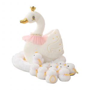 Jouet en peluche de simulation de cygne, m&egrave;re cygne, un nid de cygne, poup&eacute;e de confort pour b&eacute;b&eacute; - Neuf