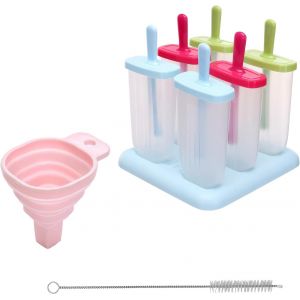 Kal-Glace 6 Cavités, Avec Batonnet Glace, Brosses Et Entonnoirs Pliants, Silicone Moule À Glace Pour Glace, Sans Bpa - Neuf