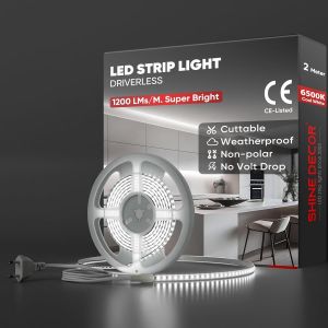 2m Bande Lumineuse LED,220V Autocollante Silicone Bande LED étanche IP65,SMD 2835 120 leds/m Ultra Haute Luminosité pour Décoration Maison Cuisine Jardin Eclairage LED (Blanc Froid) - Neuf