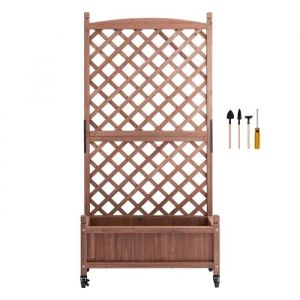 Lot De 2 Jardini&egrave;res Sur&eacute;lev&eacute;es Avec Treillis-Duoku-152 X 33 X 156 Cm-Jardini&egrave;res En Bois Pour Plantes Grimpantes-Pour Balcon - Neuf