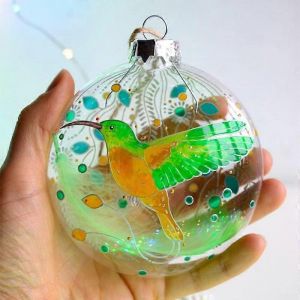 La nouvelle boule de No&euml;l cr&eacute;atif balle en plastique de d&eacute;coration d'arbre de No&euml;l boule pendentif accessoires atmosph&egrave;re de No&euml;l dress up oiseau vert boule de No&euml;l - Neuf