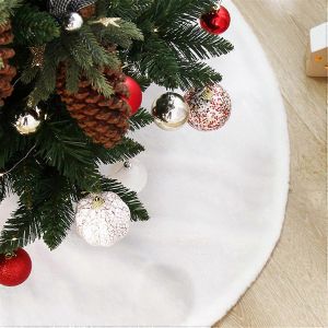 Jupe de sapin de No&euml;l en peluche blanche, tapis de sapin pour sapin de No&euml;l, d&eacute;corations de f&ecirc;tes de fin d'ann&eacute;e, maison, f&ecirc;tes (Blanc, 120 cm) - Neuf