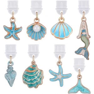KALANKA-1 bo&icirc;te 8 mod&egrave;les de Breloques pour T&eacute;l&eacute;phone USB C Cache Poussi&egrave;re Pendentifs D&eacute;coratifs sur Le Th&egrave;me de L'Oc&eacute;an : Coquillage &Eacute;toile de Mer Sir&egrave;ne Cache Port de Charge Tendance - Neuf