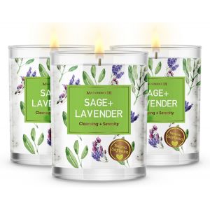 lot de bougies de sauge et lavande pres de longue durée - 3,5 oz - Durée de combustion de 42 heures, sans pétrole et sans paraffine pour le nettoyage de l'énergie domestique - Neuf