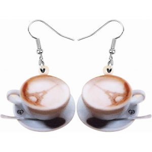 Kal-Boucles D'oreilles Pendantes En Acrylique Pour Femme Et Fille - Motif Tasse À Café - Tour Eiffel - Neuf
