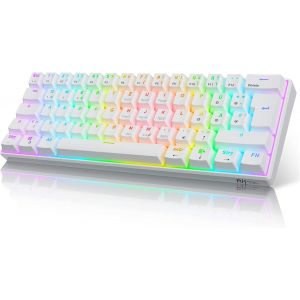 RK61 Clavier mécanique 2,4 GHz sans fil/Bluetooth/filaire 60 % Clavier de jeu Éclairage RVB Interrupteur bleu remplaçable à chaud, compatible avec Win/Mac, noir (QWERTZ) - Neuf